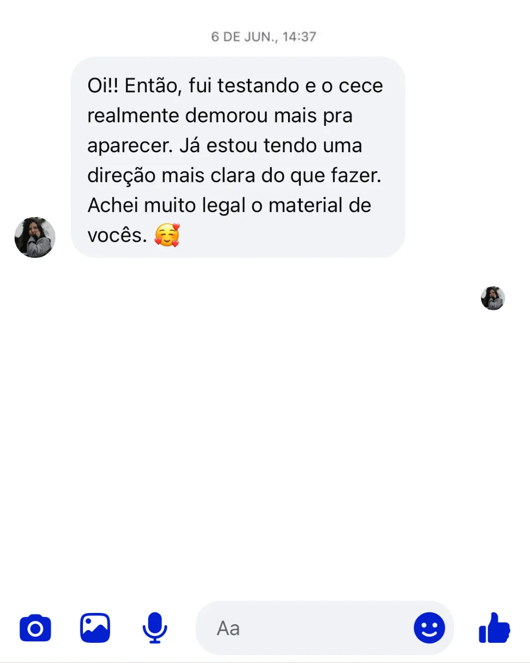 Depoimento de mulher que percebeu o odor demorando mais para aparecer
